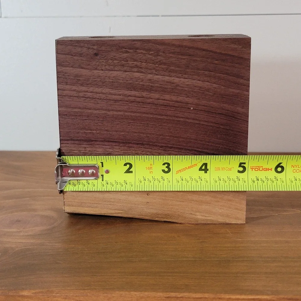 Handmade Live Edge Walnut Wood Air Plant Holder 2 Hole Minimalist Block Decor